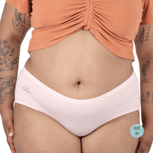 Powerpants Organic Cotton Brief in Rose, Size 20. Affirmation is I am powerful.